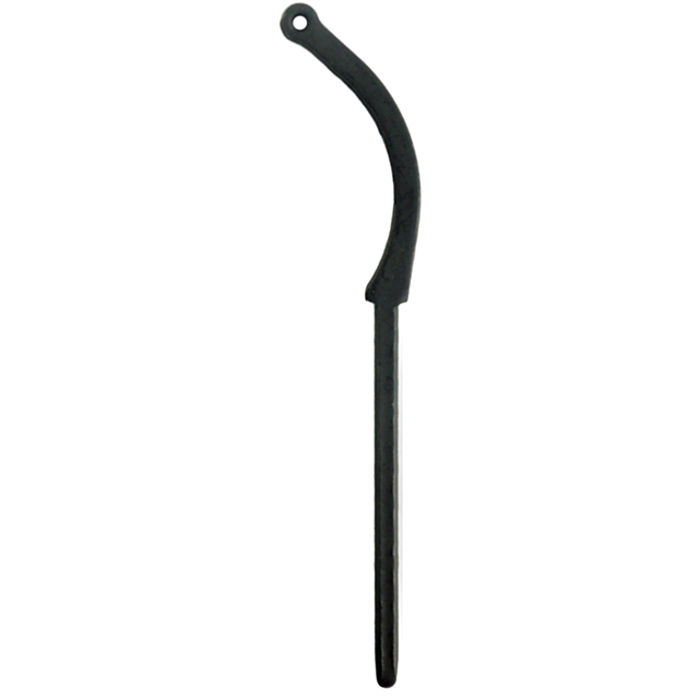 The MAIN SPRING STRUT 75/85 is a curved metal tool featuring a long, thin handle and a hook-like end, perfect for manual tasks. Displayed upright against a simple white background, this accessory guarantees precision and versatility in every use.