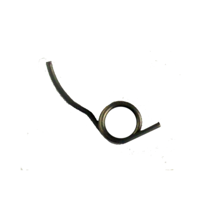 A small metallic SEAR SPRING 75/85 featuring a coiled circular section and two straight ends extending outward, isolated on a solid white background.