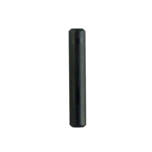 A black cylindrical object, reminiscent of a sleek MAIN SPRING PLUG PIN 75/85/97, stands vertically against a white background.