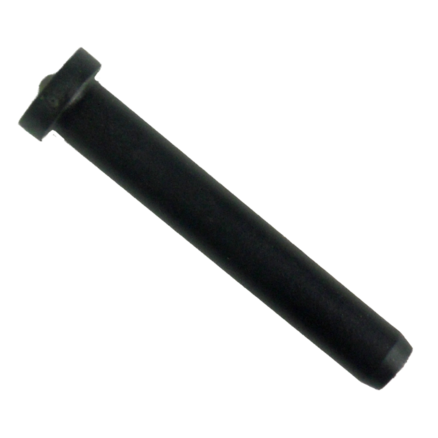 A GUIDE ROD POLY 75 9MM, a black cylindrical metal pin with a flat head resembling a recoil spring guide for a 9mm gun, is displayed against a white background.