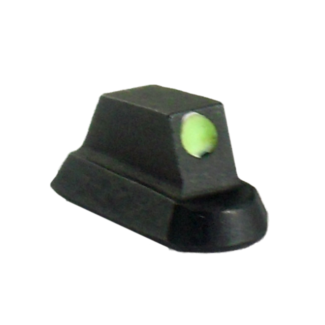 This black, triangular front sight with a green dot at the top center is expertly designed for CZUB factory's 75/85 model and showcased against a plain white background, known as the Front Sight - CZ 75 Style Handguns.