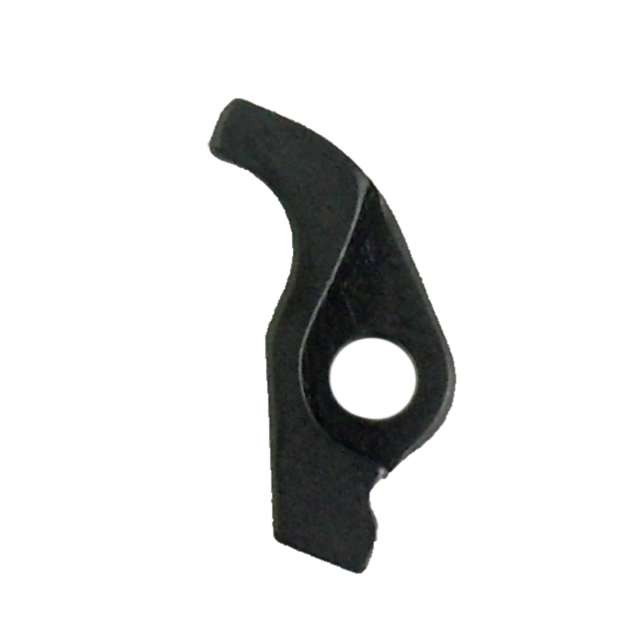 A black, curved metal piece with a round hole in the center, similar to a FIRING PIN BLOCK LEVER 75/85/97, set against a white background.