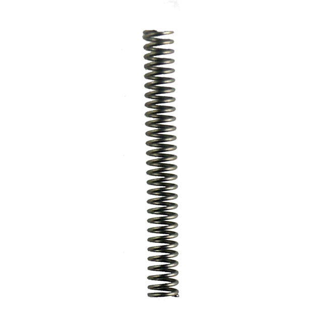 A tightly wound, vertically standing coiled metal FIRING PIN SPRING KADET AND 457 COCKING INDICATOR SPRING with a shiny surface. It has a strong and flexible appearance, casting a shadow beneath it against a transparent background.