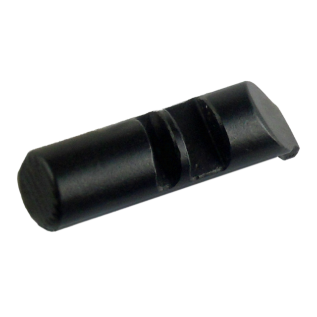 The MAGAZINE CATCH CZ 97 is a black metal cylindrical pin featuring two grooves along its surface and positioned at a slight angle. Its polished and smooth texture indicates it is part of a mechanical or industrial device.