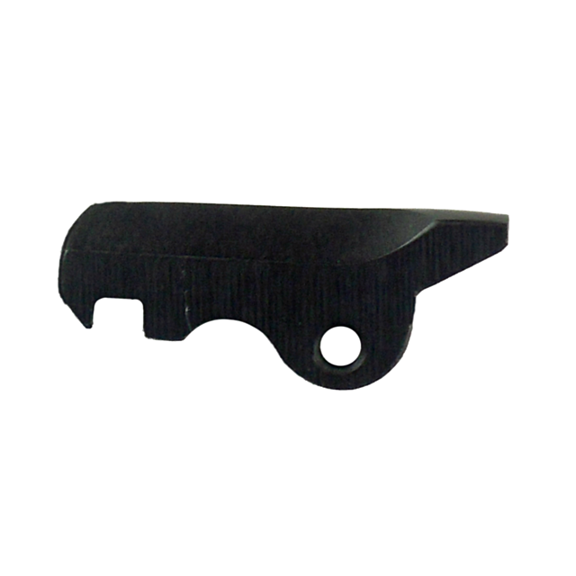The EXTRACTOR CZ 97 is a black, rectangular metal bracket featuring a curved edge and a hole near one end, suggesting its use as a component in mechanical or industrial extractor assemblies.