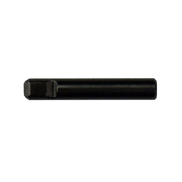 A black, cylindrical metal object with a hexagonal end, resembling a socket or tool attachment, lies isolated on a white background—the perfect CZECHMATE SLIDE STOP PIN NO LEVER piece in an industrial puzzle.