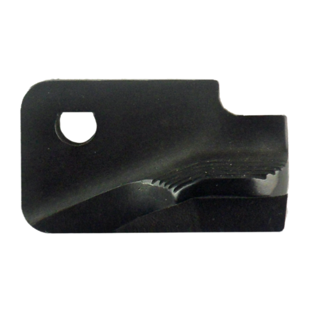 A detailed view of the SAFETY RH TACTICAL SPORT reveals a dark metal object with a curved, textured surface featuring a hole near the top. Its rectangular shape with rounded edges indicates it might be part of safety equipment.