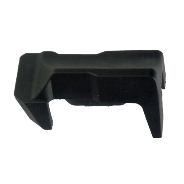 A product called the MAGAZINE FOLLOWER TAC SPORT/IPSC, featuring a black, L-shaped plastic clip or bracket against a white background. Its smooth material and square base with an extended arm make it perfect for IPSC enthusiasts who need to securely attac