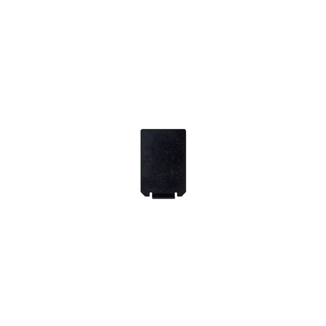 A black rectangular object with rounded corners and a small U-shaped notch at the bottom, reminiscent of the MAGAZINE BASE LOCK TAC SPORT/IPSC design. Its smooth surface and slight shadowing below suggest a subtle elevation akin to precision engineering.