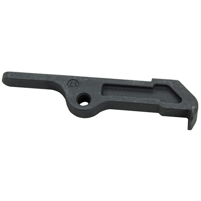 A black metal lever with a circular hole and a rectangular cutout, resembling an extractor tool, is engraved with the number "20," giving it the distinct designation of EXTRACTOR P-10.