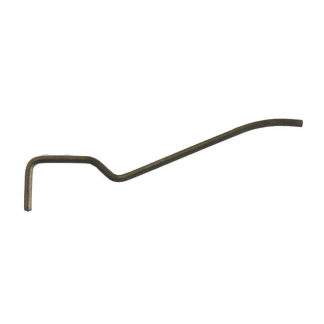 A TRIGGER BAR SPRING P-07/P-09, a slender metallic L-shaped object with a slightly bent longer side, is showcased against a simple white background.