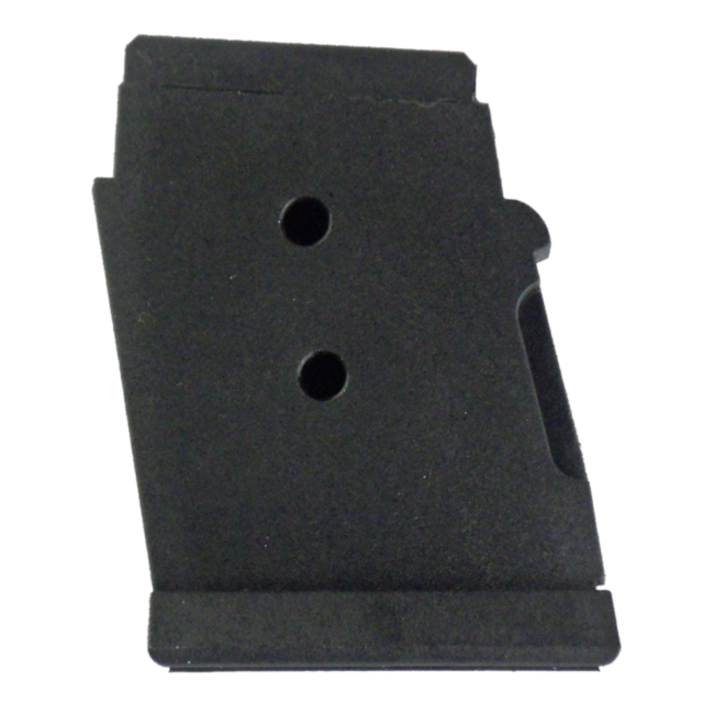 A black rectangular metal bracket with two circular holes, ideal for securing objects like the CZ 457. The edges are slightly angled and have a small cutout notch on one side, making it perfect for use as a single shot adapter in a 22LR setup.