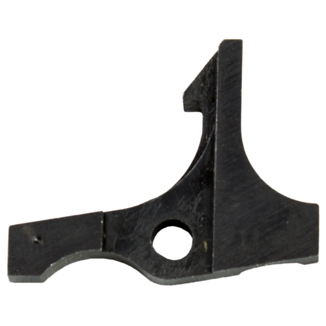 A close-up view of the EVO DISCONNECTOR - 3660-0410-0706, a small, irregularly shaped black metal part with a central hole and an angled edge.