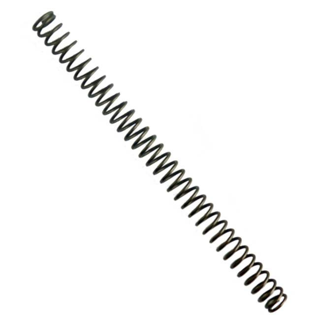 An 18LB RECOIL SPRING 75/85 FULL SIZE, a coiled metal spring, is isolated on a transparent background and positioned diagonally.
