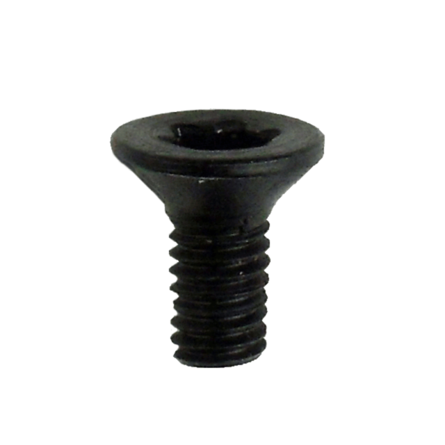 Close-up of a GRIP SCREW FOR UB ALUMINUM GRIP 75/85/97, featuring a black metal build with a hexagonal socket head, placed upright against a white background. The screw exhibits fine threading and a flat, conical top, making it ideal for multiple applicat