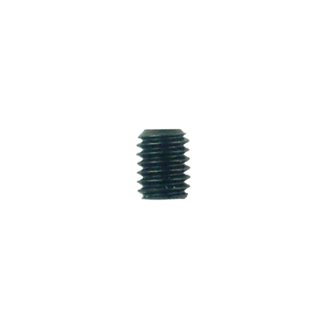 A REAR SIGHT SET SCREW M3x4 with a flat top, finished in black, is centered against a plain white background, perfectly resembling a precise set screw used for securing components such as a rear sight.