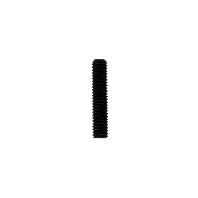Close-up of a black threaded rod, resembling the CONTROL SCREW EVO, positioned vertically against a white background. The rod displays uniform grooves along its length and appears metallic.