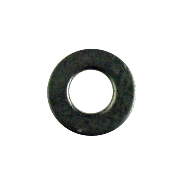A CROSSBOLT SCREW WASHER 550 MAGNUM with its metallic shine and central circular hole is elegantly displayed against a solid black background, where its brilliant surface subtly stands out due to the contrasting backdrop.