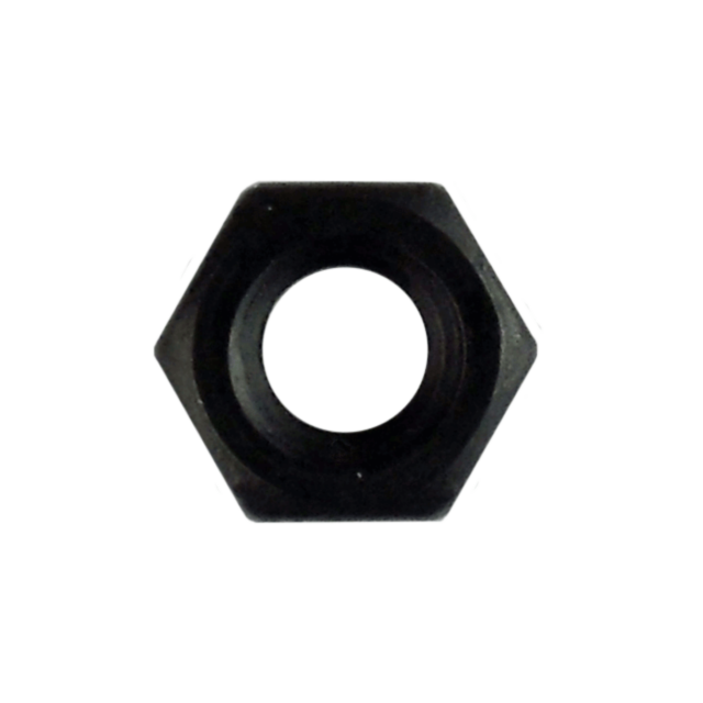 A black hexagonal LOCKING NUT 527/550 TRIGGER is displayed against a white background, featuring a circular hole in the center.