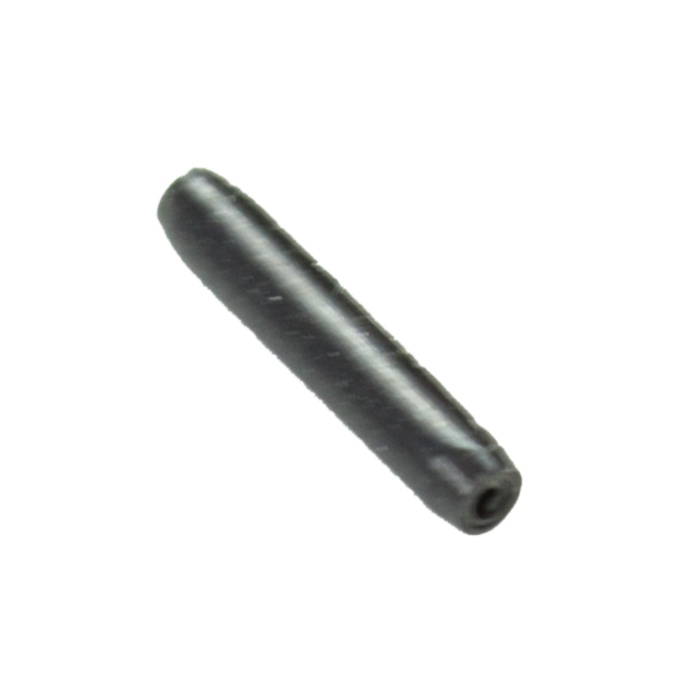 A close-up image features a small, black TRIGGER SAFETY PIN P-10 with a conical shape and hollow center. It has a smooth and shiny appearance, resting on a white background.