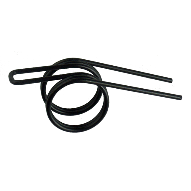 The 512 Percussion Hammer Spring is a black metal heating coil with a continuous loop and two straight ends extending outward, suitable for electric or industrial heating applications.