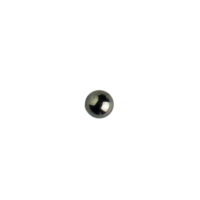A small, shiny steel ball bearing with a reflective surface is centered against a black background, labeled as STEEL BALL 83.