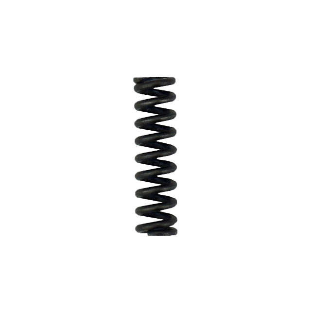 A close-up image of a tightly-coiled black EXTRACTOR SPRING EVO against a white background. The vertically oriented spring displays a consistent symmetrical pattern.