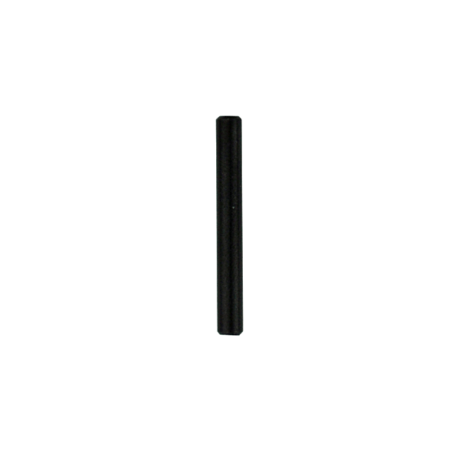 A sleek, black TRIGGER PIN LONG EVO stands vertically against a stark white background, its cylindrical form reminiscent of the Evo design.
