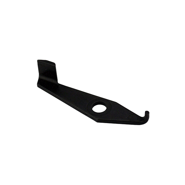 The BLOCK LEVER EVO is a black metal tool characterized by its flat, elongated body with a circular hole near one end and a hooked tip on the other. Its design indicates it is specifically crafted for prying or hooking tasks.