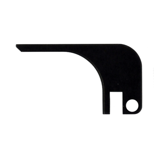 The design showcases the outline of a black metal bracket featuring a curved top and straight horizontal extension, echoing the style of the EJECTOR EVO. The lower portion includes a circular cutout on the right, similar to a keyhole shape.