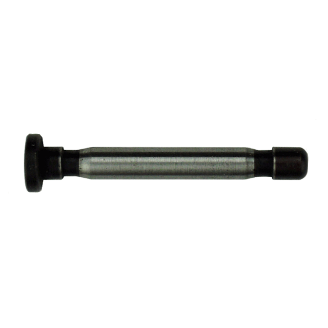 The DISASSEMBLY PIN EVO, a metallic cylindrical object, has a flared head on one end and a rounded tip on the other, depicted against a white background. Ideal for disassembly tasks or mechanical explorations.