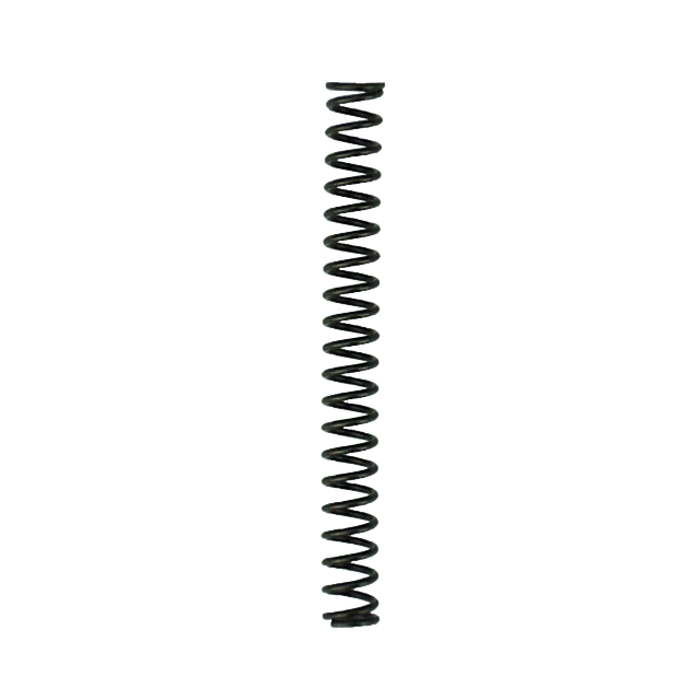 A vertical metal coil spring, known as the STRIKER SPRING EVO, stands against a plain white backdrop with its tightly wound and evenly spaced loops.