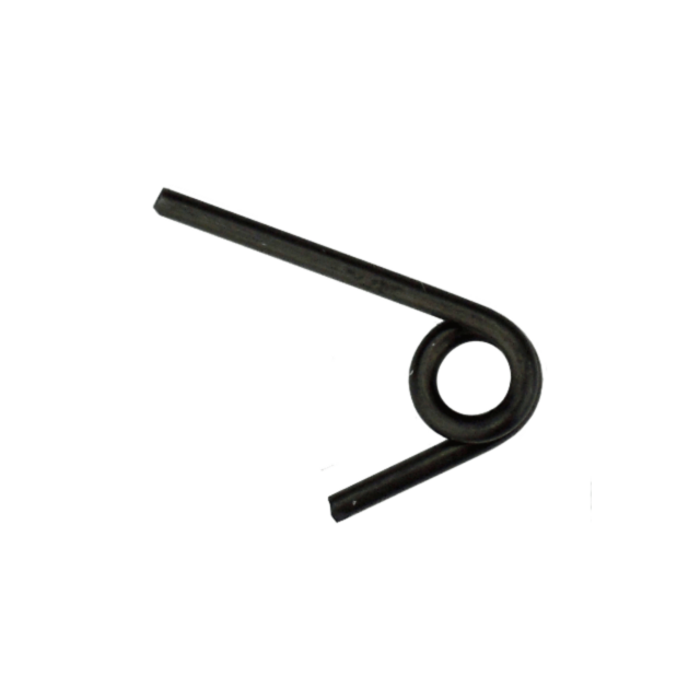 The TRIGGER SPRING EVO features a black, metal torsion design, crafted in a V shape with coiled loops at the apex for precision. Its two straight arms extend outward in opposite directions against a plain white background.