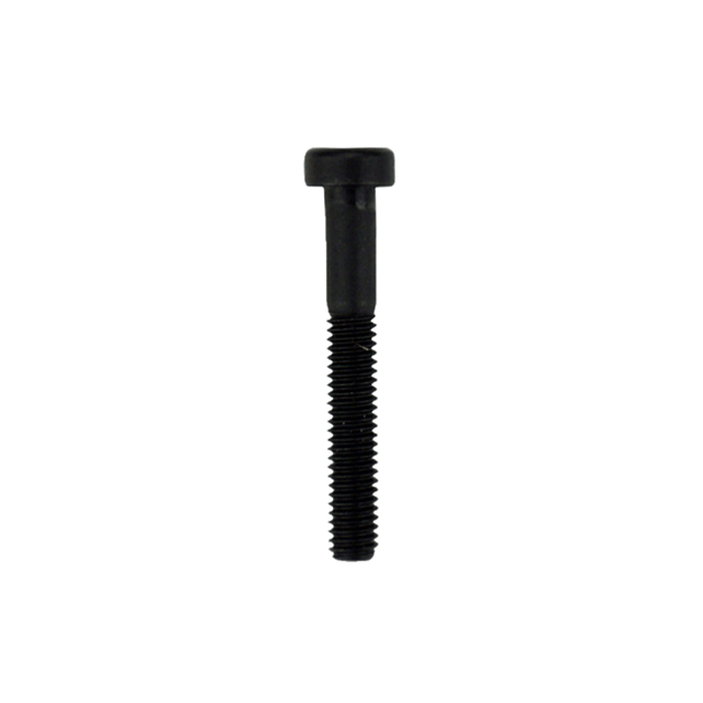 Close-up of the PISTOL GRIP SCREW EVO, featuring a black metal cylindrical head and threaded shaft, positioned vertically against a plain background.