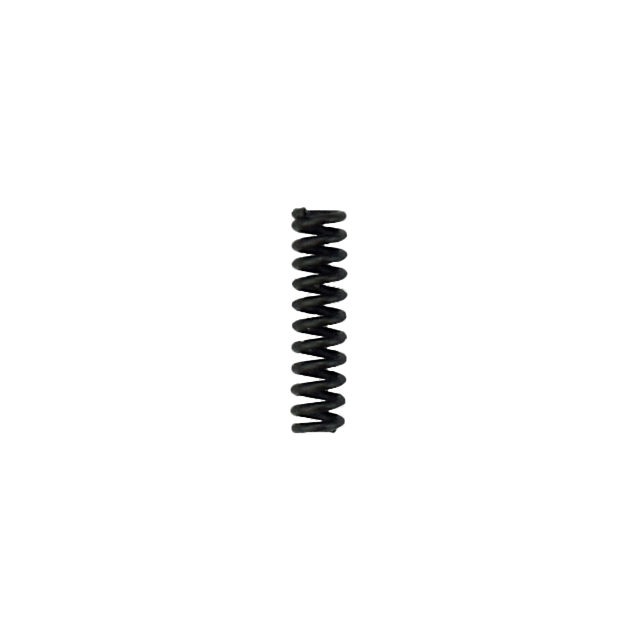 A close-up image of a HAMMER CATCH SPRING EVO against a white background, showcasing the essence of this black metal coil spring. The tightly wound spring is vertically oriented in the frame, revealing its helical shape.