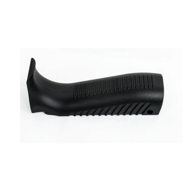 The BACKSTRAP LARGE 805 features a sleek black plastic handle with ribbed grips and an integrated backstrap for improved support, all set against a white background, crafted for ergonomic gripping.