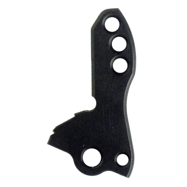 A component from the "CONCEALED HAMMER SA ONLY" product is black and irregularly shaped, featuring four holes of varying sizes. Its textured surface and asymmetrical design indicate it is intended for specialized use, possibly as part of a concealed mecha