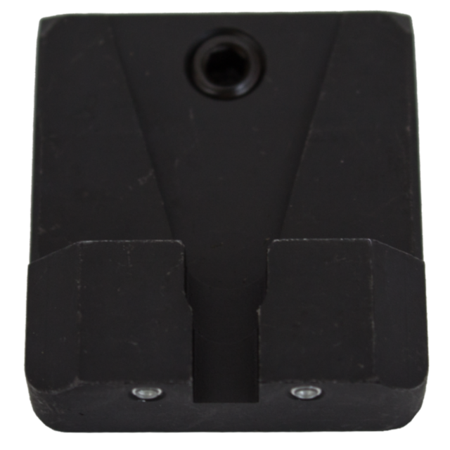 A rectangular metal bracket in black with a V-shaped cutout and two visible screws at the bottom, specifically designed to accommodate compatibility with the XS P-10 NIGHT SIGHT SET #3 STANDARD.