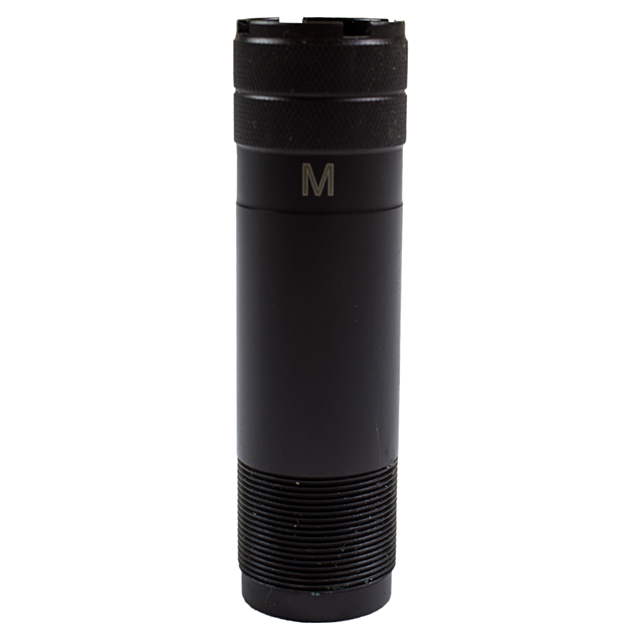 The CHOKE TUBE ALL AMERICAN MOD BLACK is a cylindrical black flashlight with a textured grip section near the bottom and a knurled section at the top. The letter "M" prominently decorates the upper part, adding an All American touch to its design.