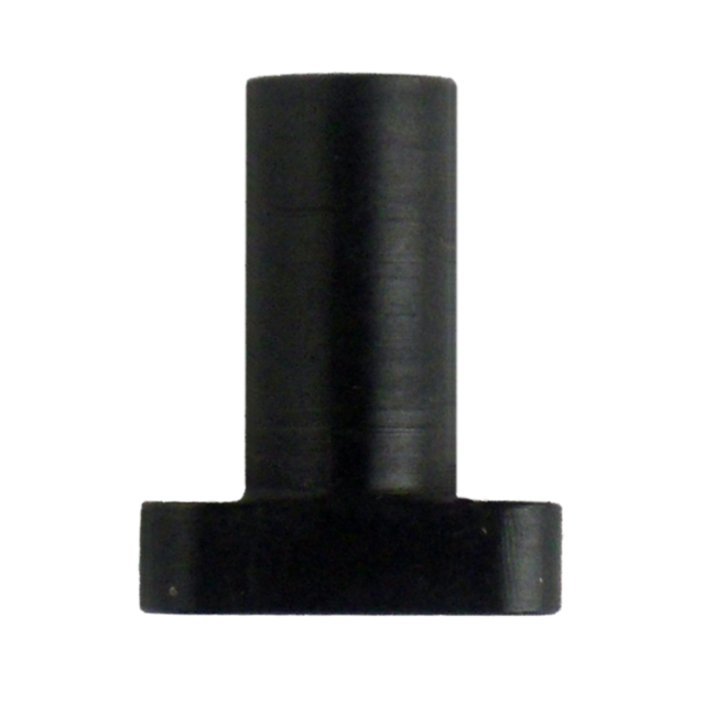 The 512 STOCK SCREW NUT LR/WMR, a cylindrical black metal bolt with a flat base reminiscent of a sturdy screw, is displayed against a white background.