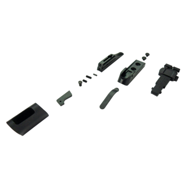 The 455 Tangent Sight Upgrade Package disassembled includes a base, elevation components, and small screws, neatly arranged on a plain white background.