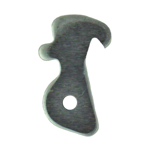 A close-up image of a metal bottle opener with a sleek, flat design that resembles the 512 DISCONNECTOR. It includes a small central hole and a hooked end designed for removing bottle caps. The brushed texture of the metal surface mirrors the precision an