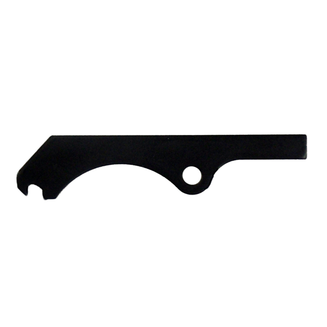 The 512 EXTRACTOR showcases a sleek, flat, black metal design complete with a bottle opener on one end and a circular hole near the center for easy hanging or keychain attachment. This streamlined tool, with its elegant, elongated shape, is perfect for ev