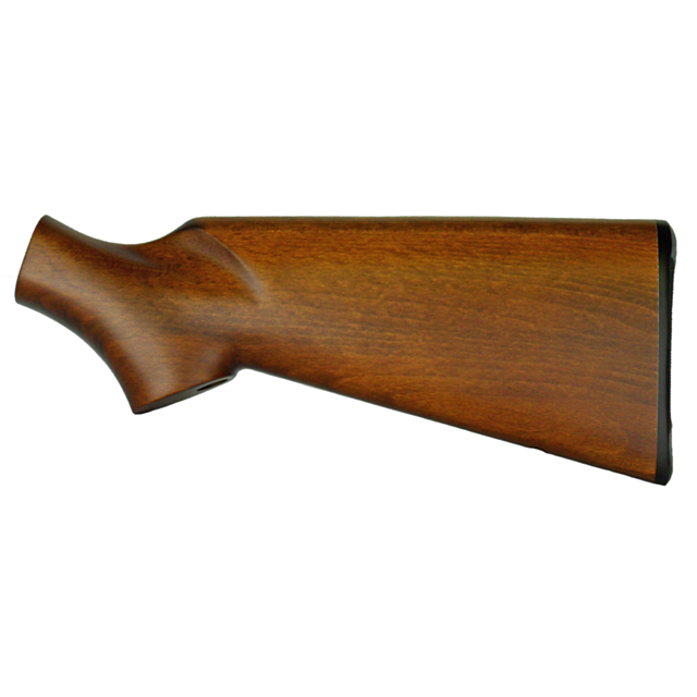 The BUTT STOCK 512 is crafted from wood and boasts a smooth finish with a rich grain pattern, highlighted by its slightly curved design.