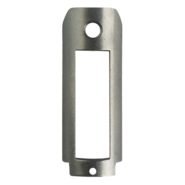A rectangular metal plate with a hollow center, featuring a circular hole at each end designed specifically for the 453 BOLT GUIDE .22LR, with slightly curved edges to ensure alignment precision.