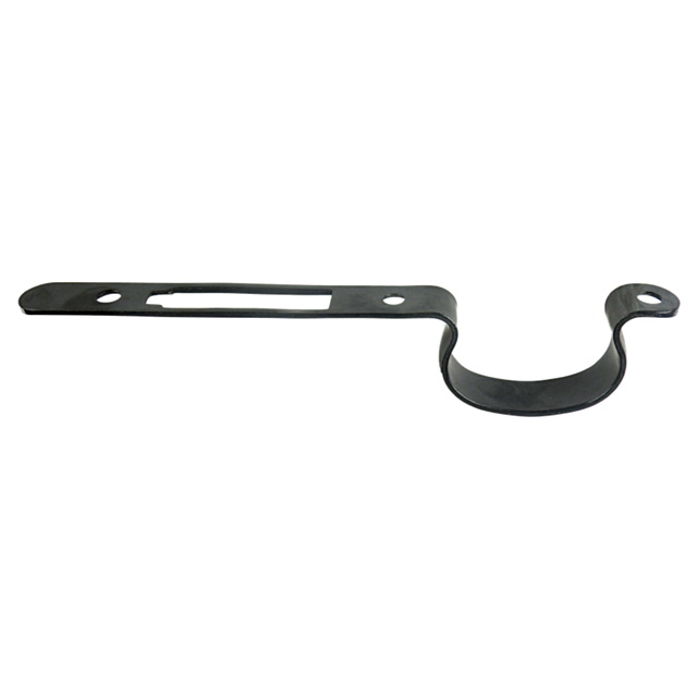 The polished TRIGGER GUARD CZ 453 WMR/HMR, crafted in black metal with a curved hook and three mounting holes, provides a sleek finish.