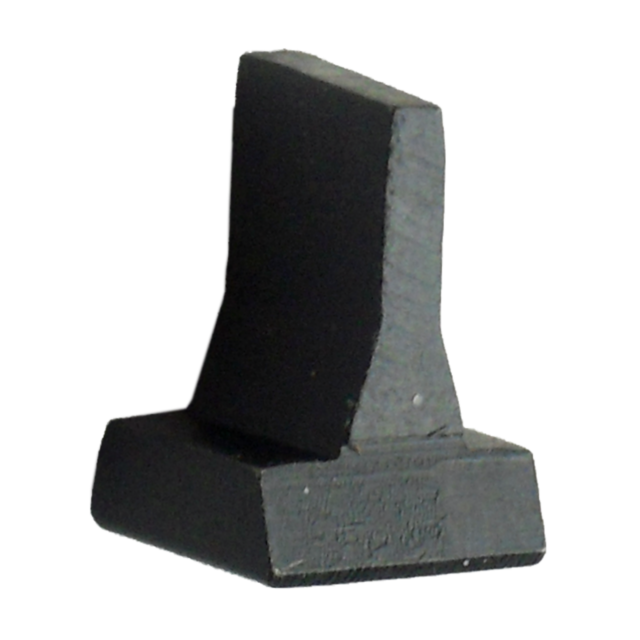 The FRONT SIGHT 452 SCOUT/513 BASIC is a compact, abstract black sculpture with a geometric design that captures the precise essence of a front sight, comprising a rectangular base and an irregularly shaped upright section, all displayed against a plain w