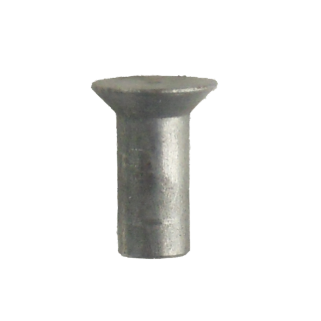 Close-up of the REAR SIGHT RIVET 452 SCOUT/513 BASIC, showcasing its silver-colored flat, wide head and cylindrical body against a white background. This rivet is designed for precision, similar to a scout's rear sight, and is typically used for securing