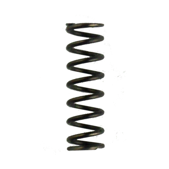 The product, a 550 DETACH MAG CATCH SPRING in black metal, stands upright against a white background. The evenly spaced coils exhibit slight rusting, accentuating its precise helical shape with an elegance of engineering in every turn.