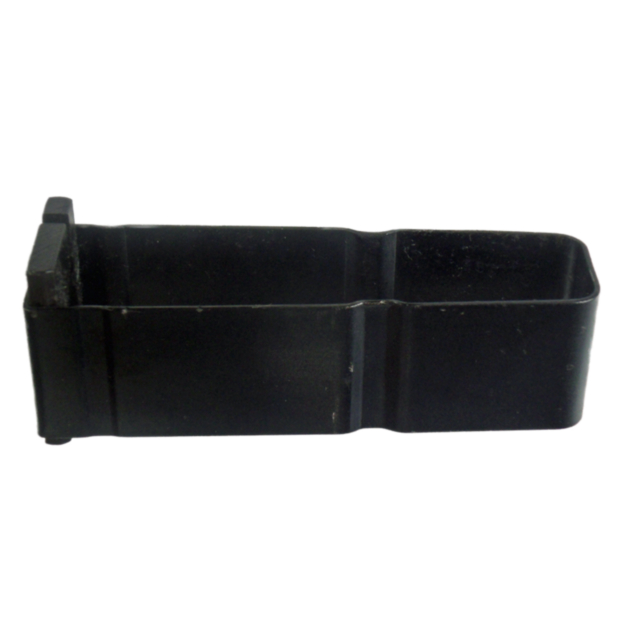 The MAGAZINE BOX 9.3 x 62 is a black, rectangular plastic container featuring an open top and one side with a ridged exterior, offering versatile storage for items or cartridges like the 9.3 x 62.